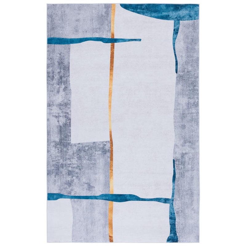 SAFAVIEH Tacoma Gray/Light Gray Doormat 3 ft. x 5 ft. Machine Washable Striped Abstract Area Rug TAC820F-3