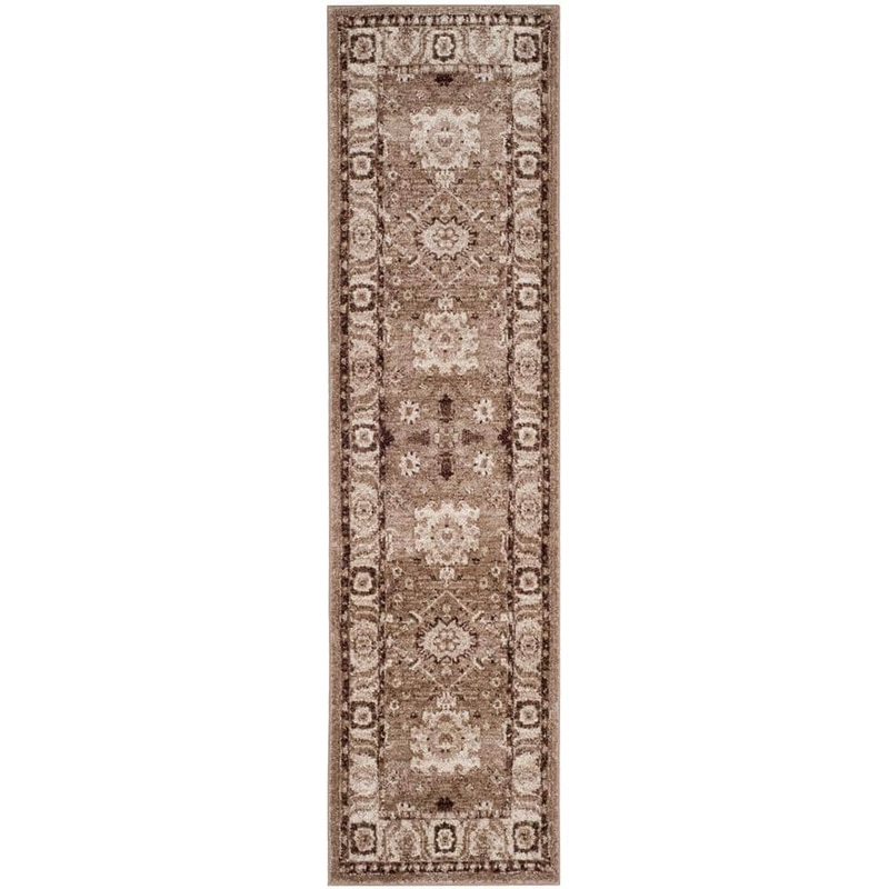 SAFAVIEH Vintage Hamadan Taupe 2 ft. x 12 ft. Border Runner Rug VTH214T-212