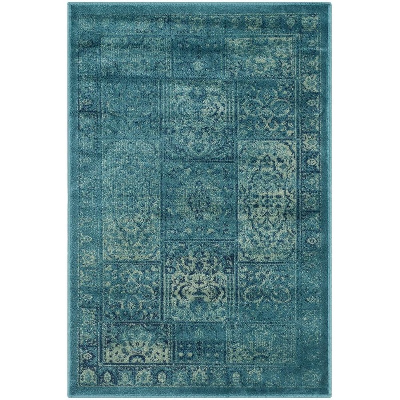 SAFAVIEH Vintage Turquoise/Multi 3 ft. x 4 ft. Border Distressed Area Rug VTG127-2220-24