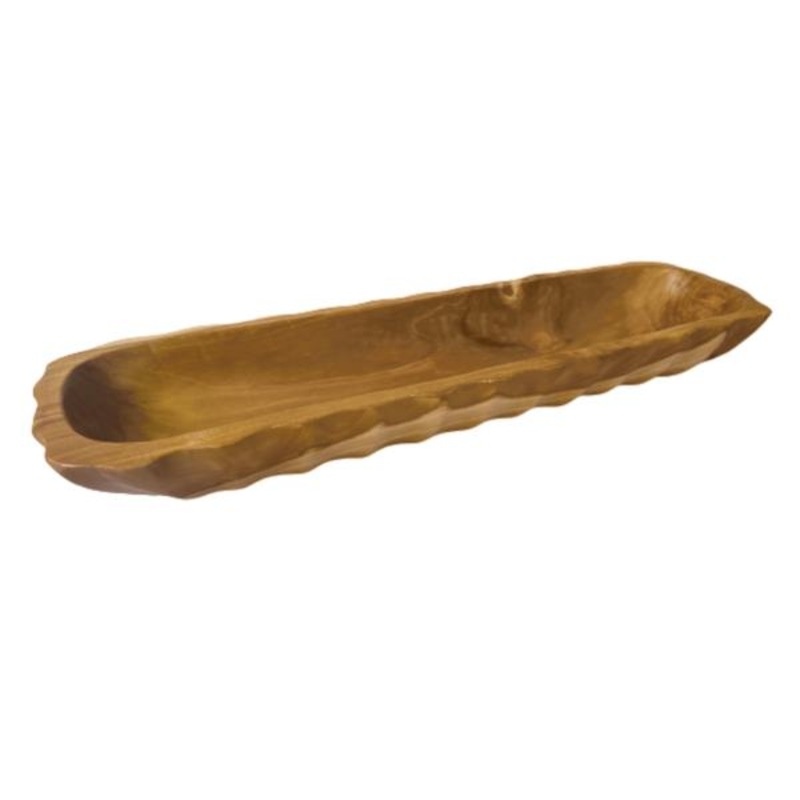 Carved Wood Boat Tray, 23″