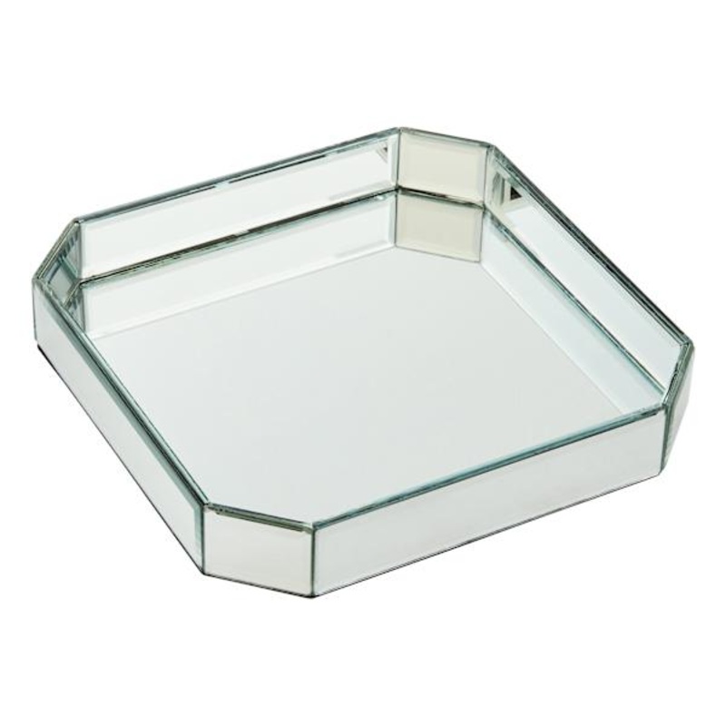 Clear Glass Mirror Tray, 9″