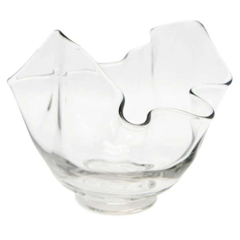 Clear Glass Wavy Bowl, 7″