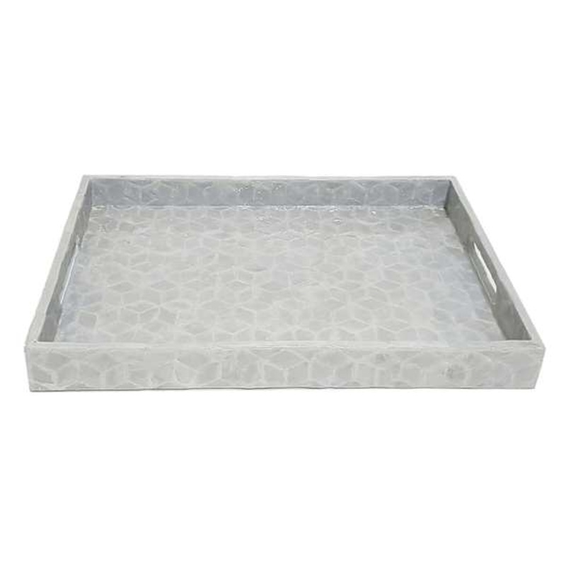 Cream Capiz Decorative Tray, 14″