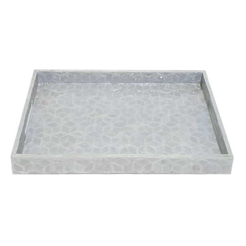Cream Capiz Decorative Tray, 16″
