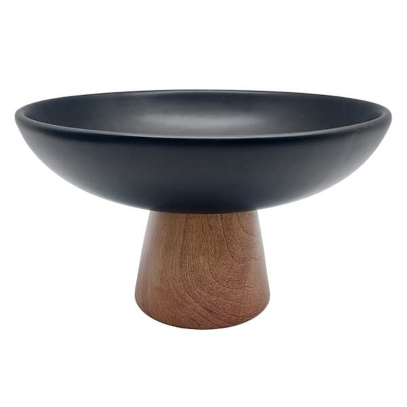 Crosby St. Black Ceramic Bowl Pedestal, 10.5×6.5