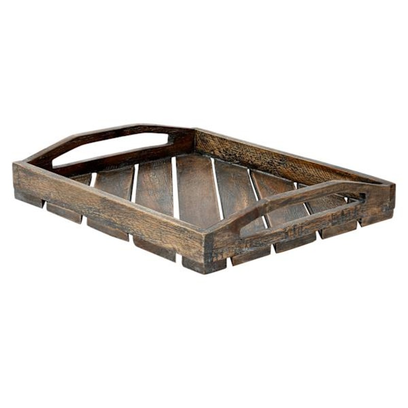 Dark Brown Wood Decorative Tray, 12×10