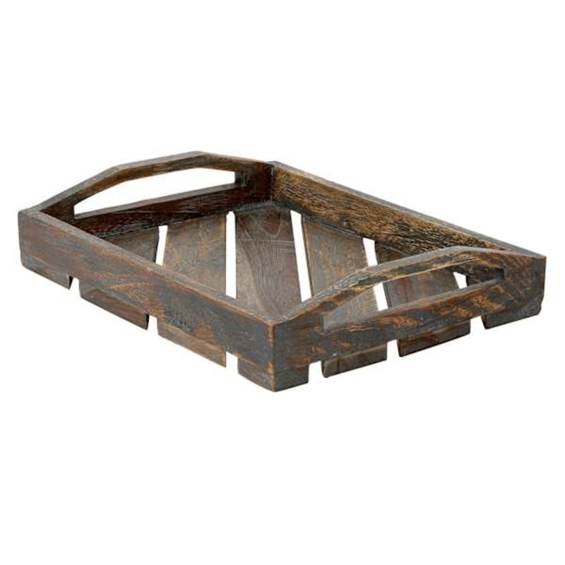 Dark Brown Wood Rectangle Tray, 10×8