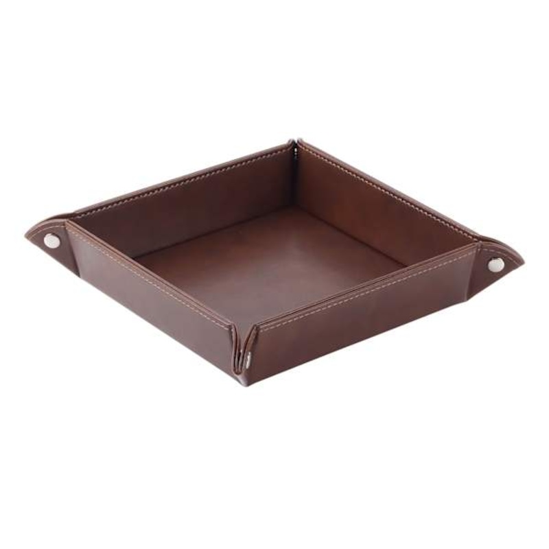 Faux Leather Square Tray, 8″