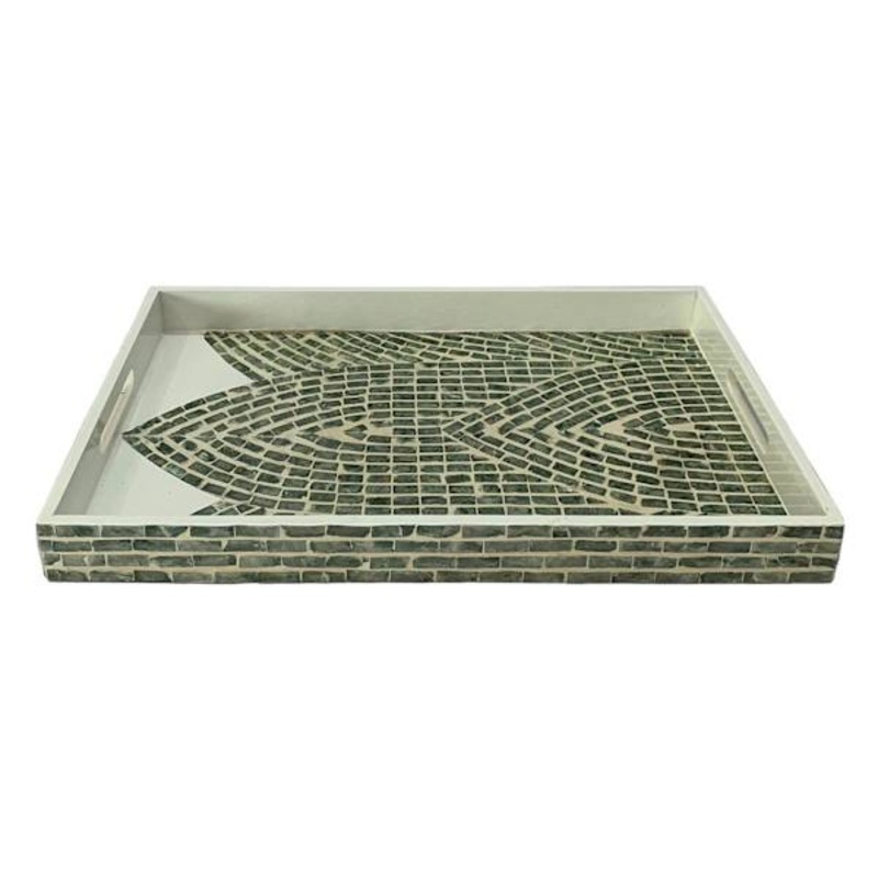 Found & Fable Green Rectangular Capiz Tray, 22″