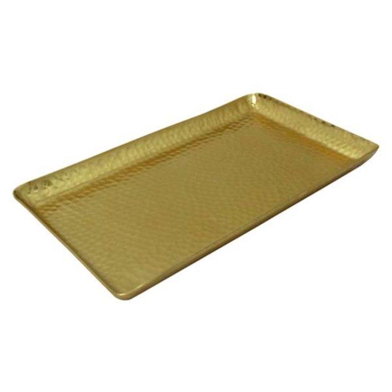Gold Aluminum Hammered Decorative Tray, 12×7