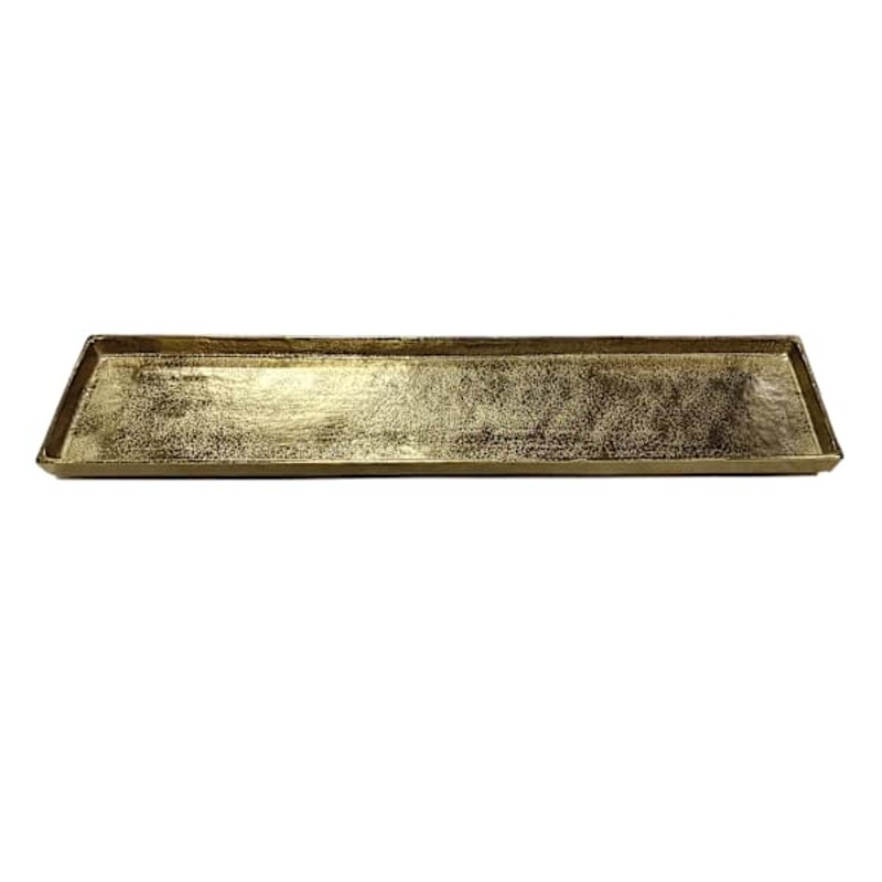 Gold Cast Aluminum Rectangle Tray, 39×9