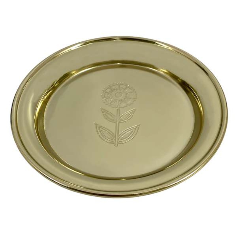 Gold Etched Flower Trinket Tray, 6″