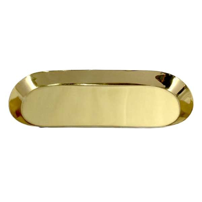Gold Metal Oval Decorative Tray, 9×4