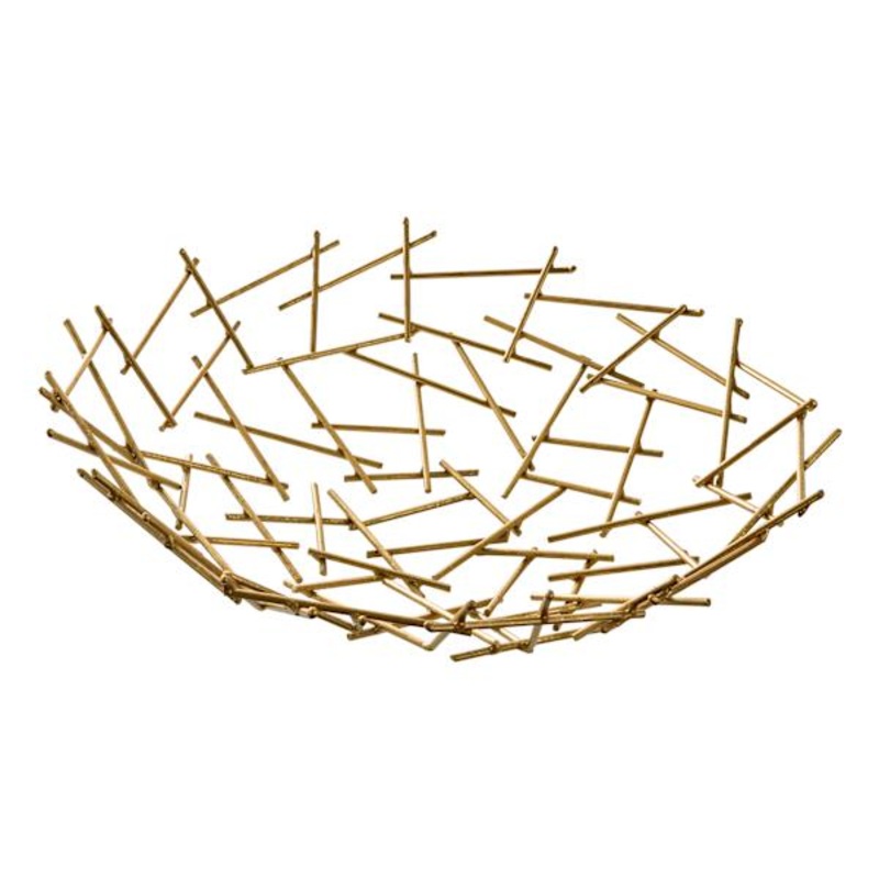 Gold Metal Wire Bowl, 14″
