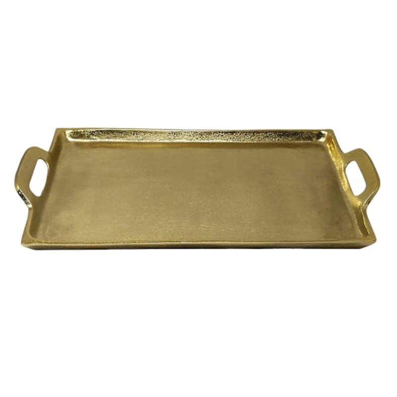 Gold Rectangle Cast Aluminum Tray, 20×11.5