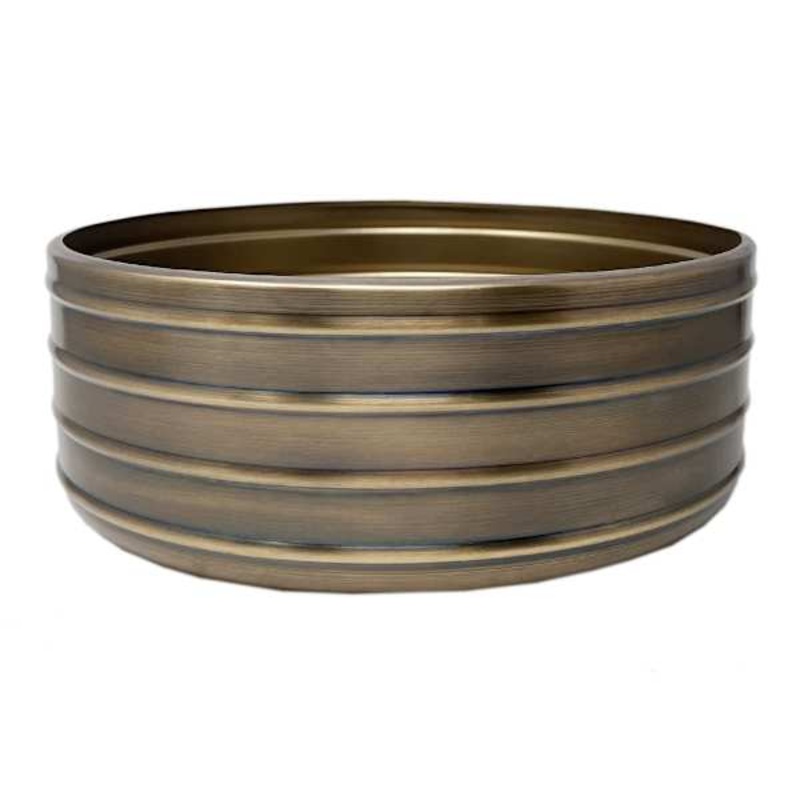 Honeybloom Ribbed Brass Decorative Bowl, 10×4