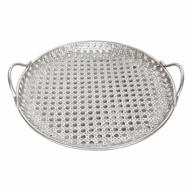 Round Woven Metal Tray, 18″