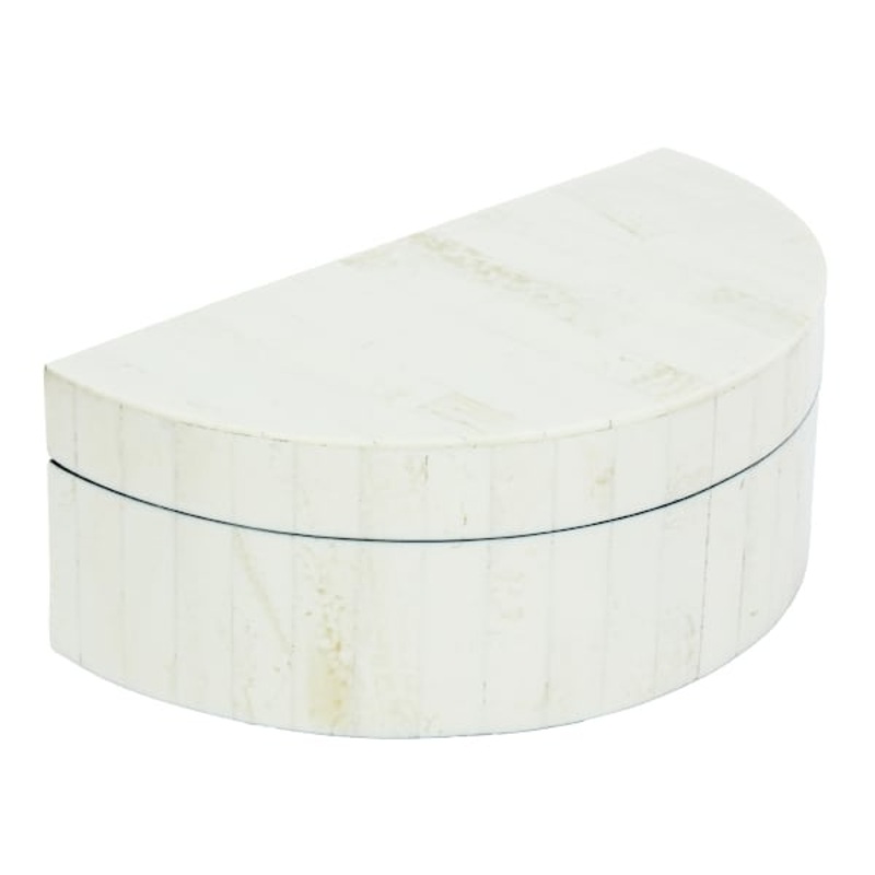 Small White Half Round Box, 8×4.5
