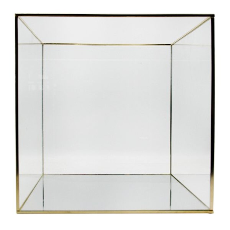 Square Gold Metal Frame Glass Box, 10″