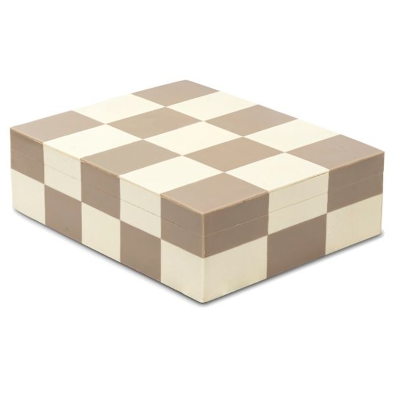 Tan & White Checkered Box, Large