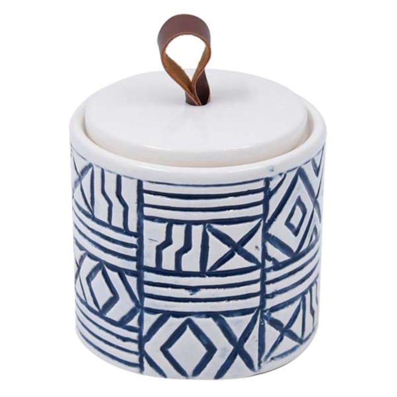 Tracey Boyd Blue Printed Ceramic Box, 3″