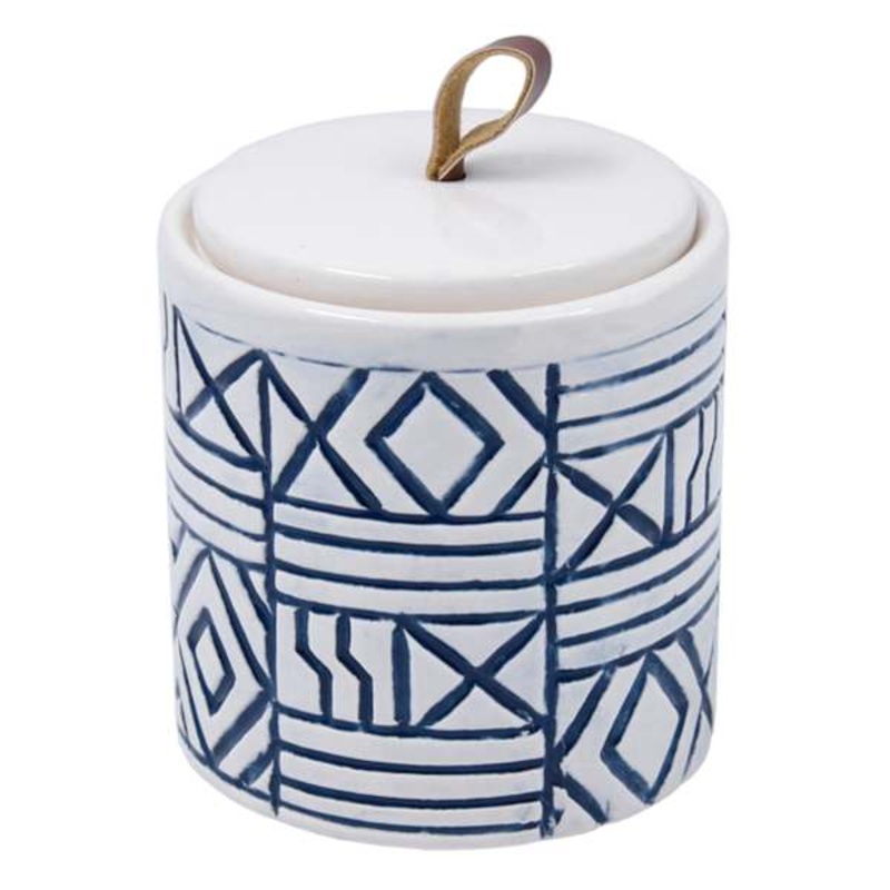 Tracey Boyd Blue Printed Ceramic Box, 4″
