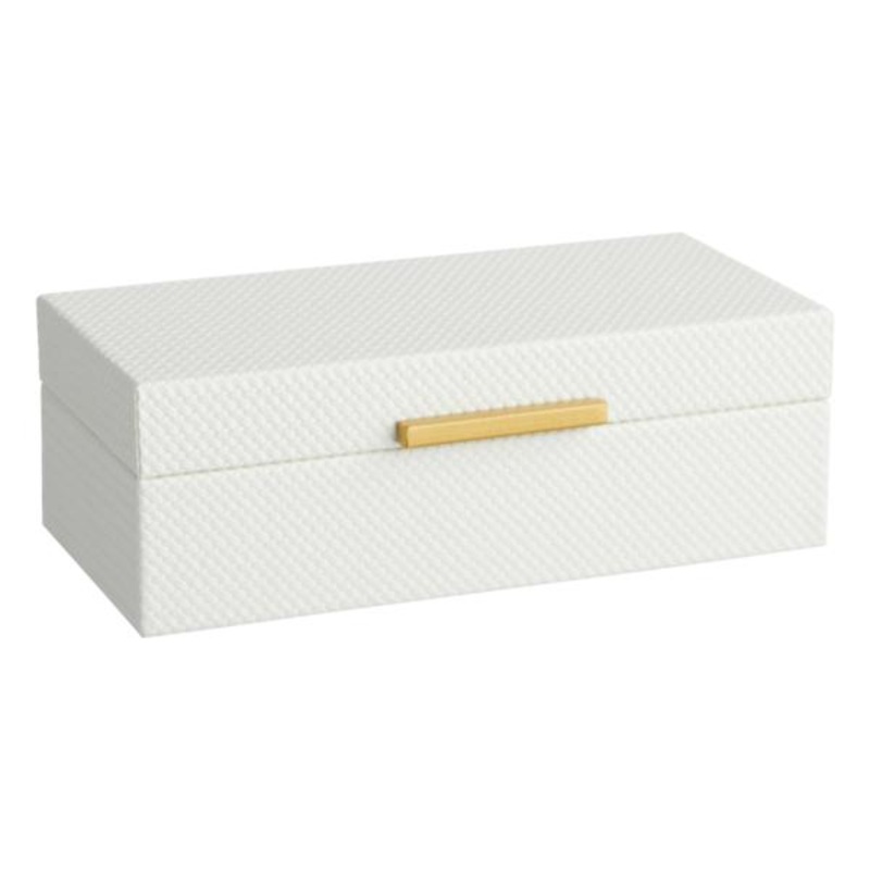 White Faux Leather Box, 10×6