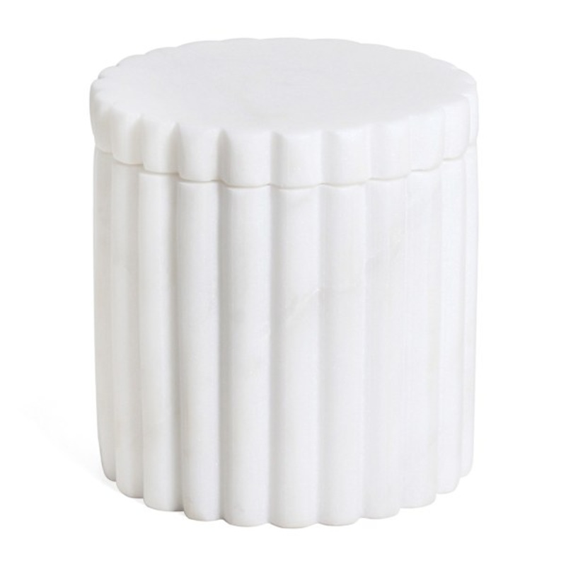 White Ribbed Marble Box