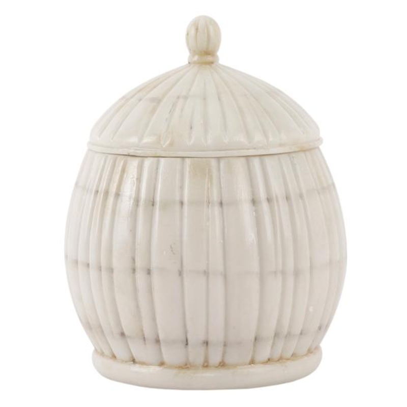 White Ribbed Round Box, 4″