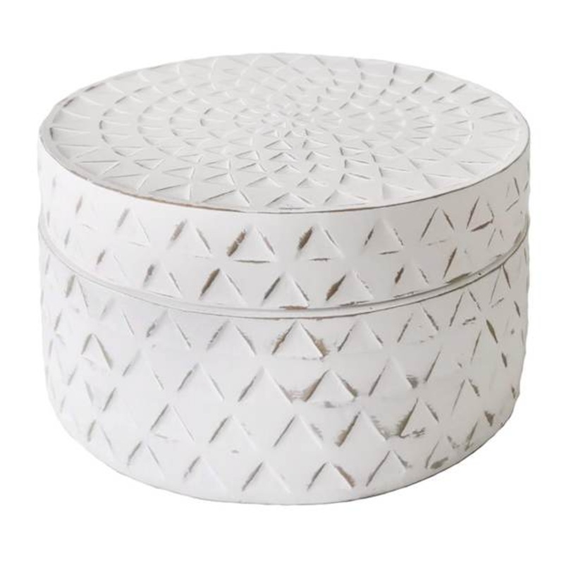 White Round Decorative Box, 6″
