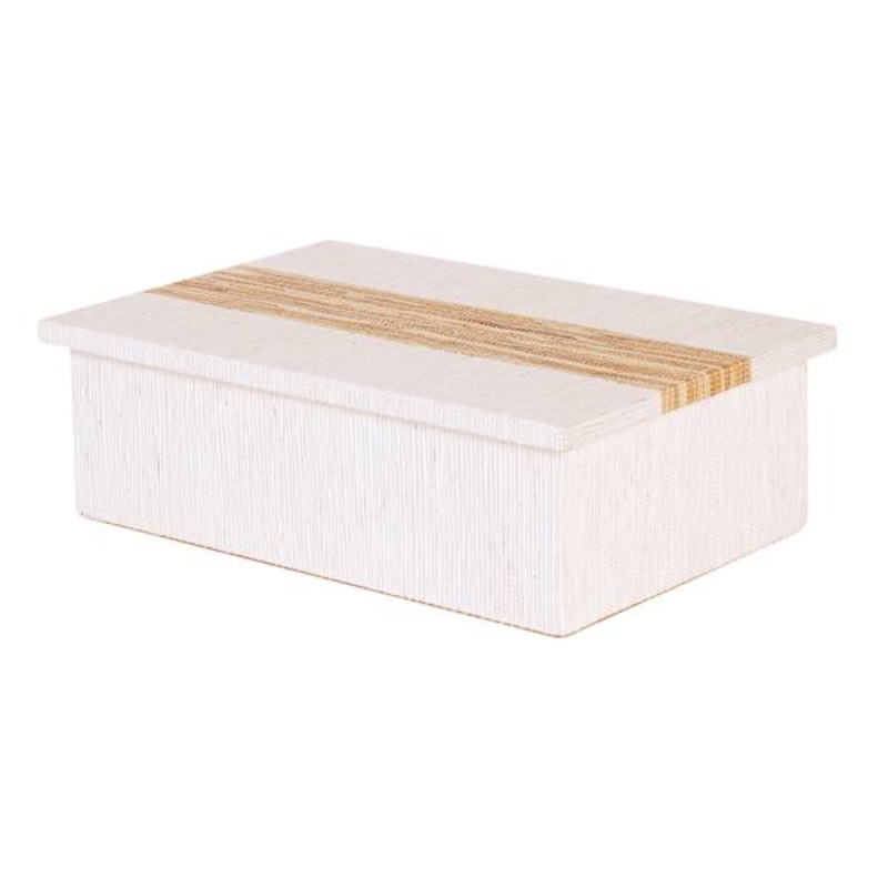 White Woven Box with Natural Stripe, 8×12