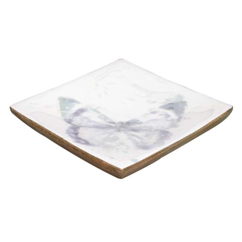 Butterfly Wood Trinket Tray, 5″