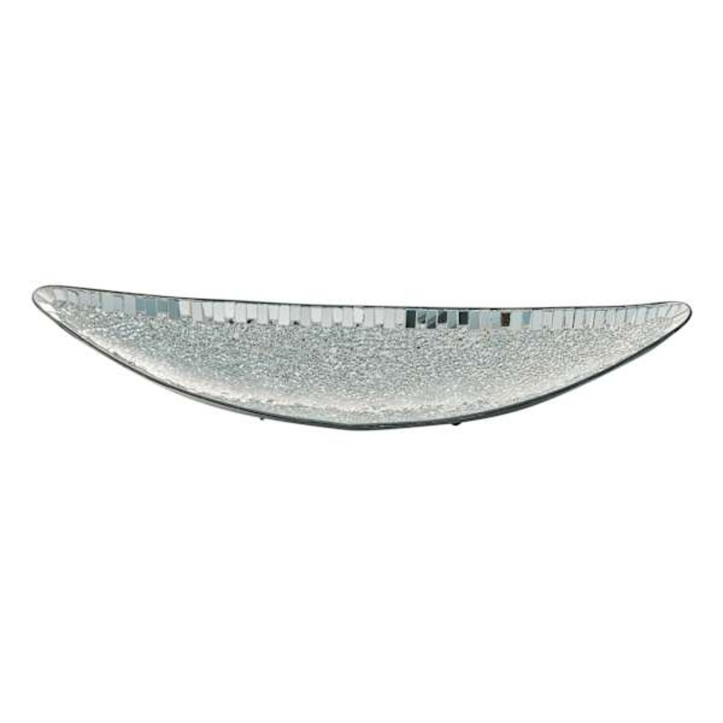 Metal Boat Tray with Crackled Mirror Glass, 23×8