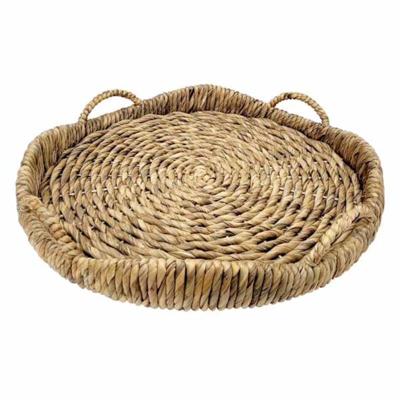 Natural Wicker Round Tray, 22″