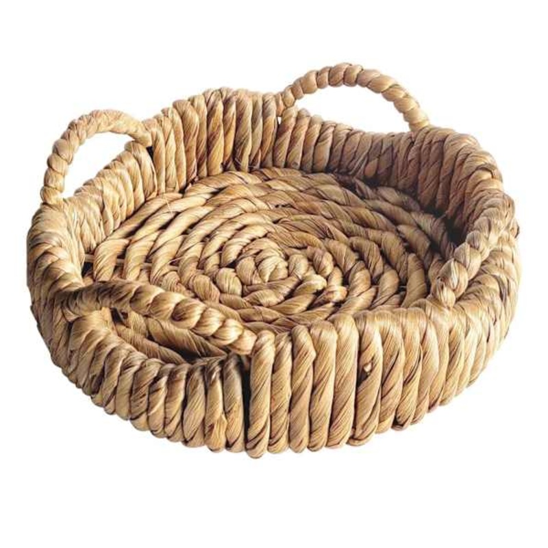 Natural Wicker Round Tray, 9″