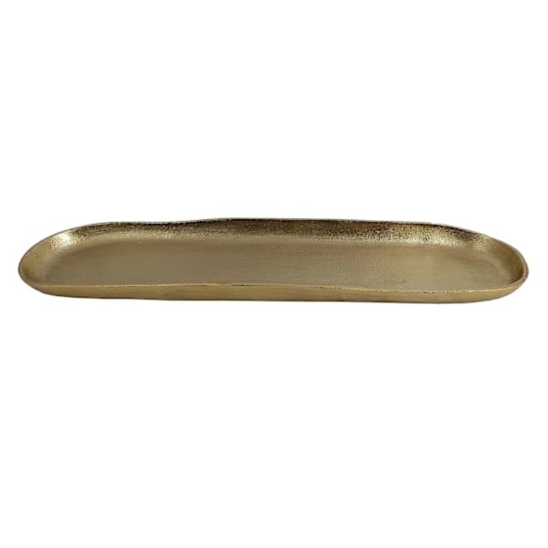 Oblong Gold Aluminum Tray, 21×5