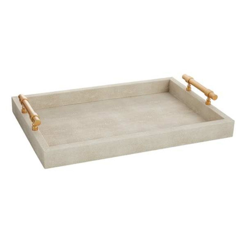Providence Natural Textured Faux Leather Tray, 17×12