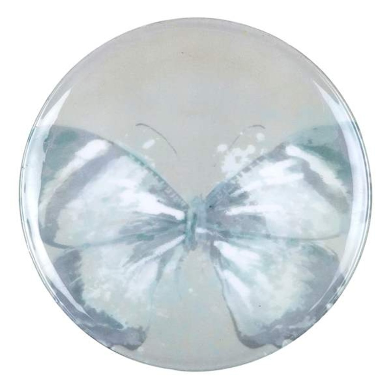 Round Butterfly Trinket Tray, 8″