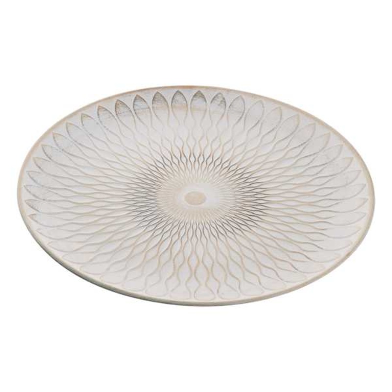 Round Cream & Tan Patterned Decorative Tray, 17″