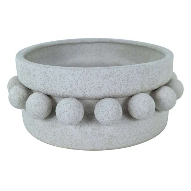 Round Grey Ceramic Decorative Bowl, 10.5″
