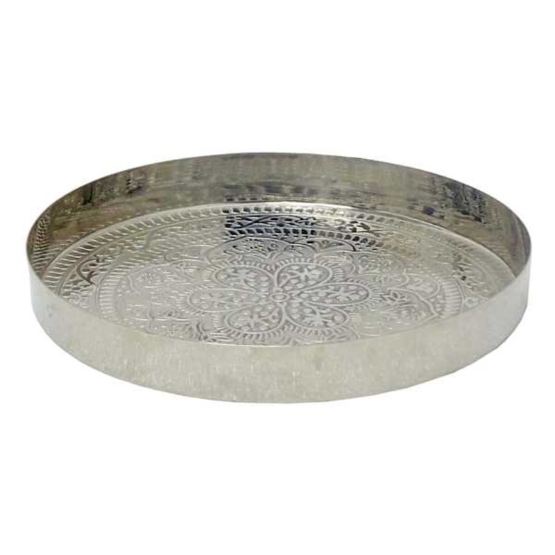 Round Iron Embossed Tray, 8″
