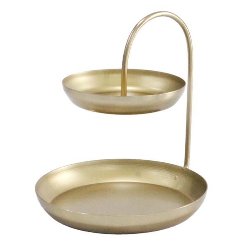 Sage Serenity 2-Tier Gold Trinket Tray, 7″