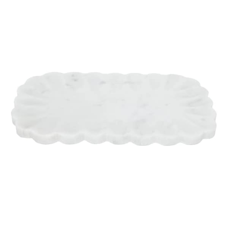 Scallop White Marble Tray, 12×7