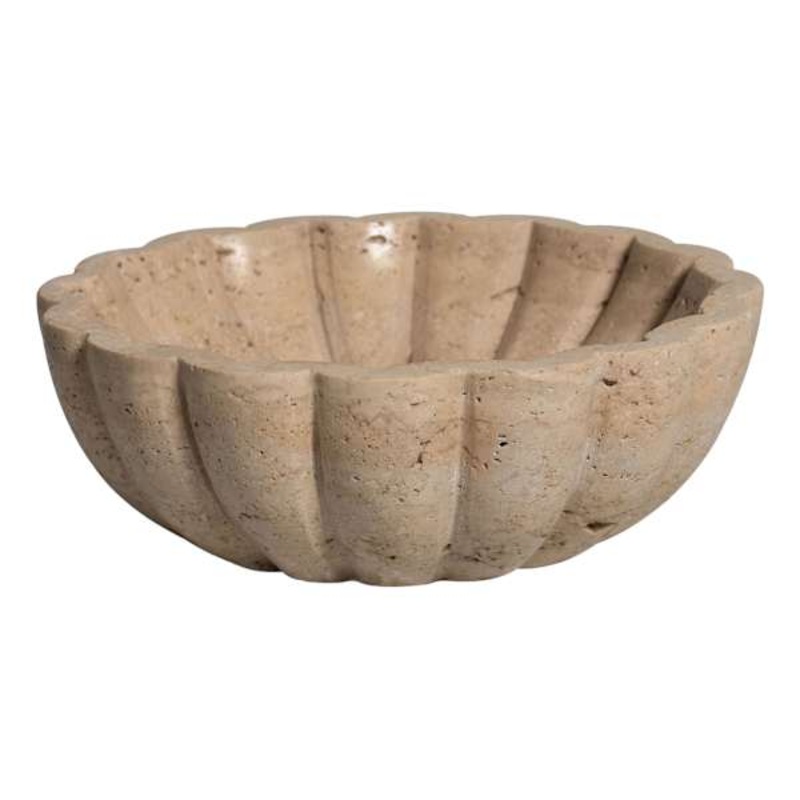 Scalloped Travertine Trinket Bowl, 6″