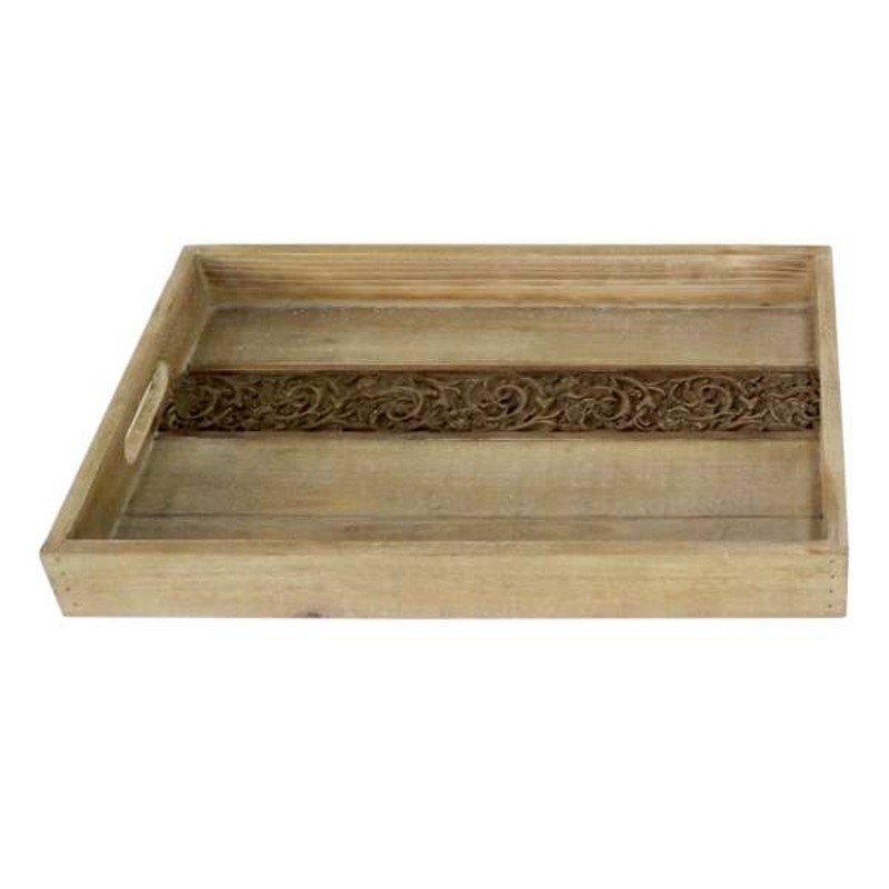 Striped Wood Tray, 19×12