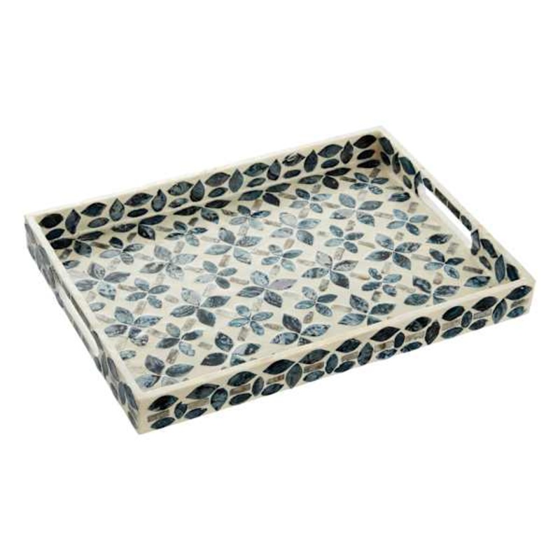 Tracey Boyd Blue Mosaic Patterned Decorative Tray, 14×10