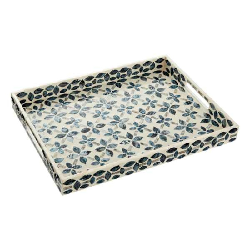 Tracey Boyd Blue Mosaic Patterned Decorative Tray, 16×12