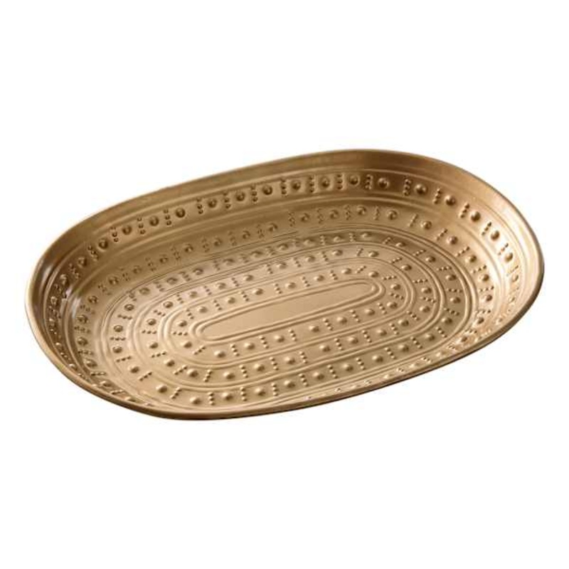 Tracey Boyd Gold Hammered Metal Decorative Tray, 13.5″