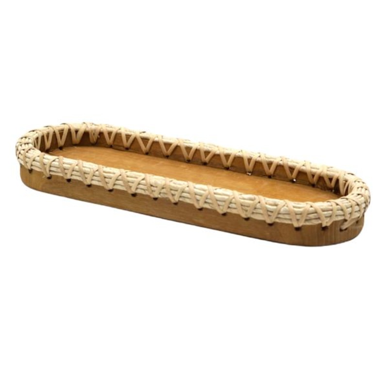 Tracey Boyd Oval Wood & Weave Tray, 19×7