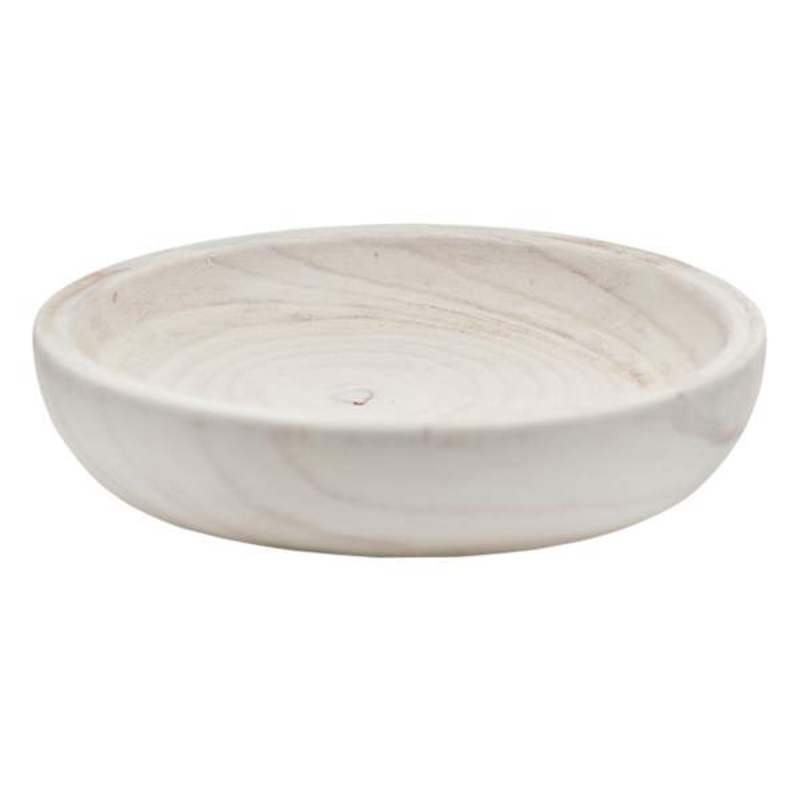 Ty Pennington Bleached Wood Round Decorative Tray, 16″